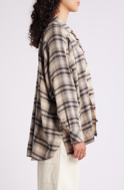 Brendon Plaid High-Low Hem Button-Up Shirt