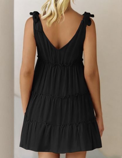 Summer Ruffle Sleeve V Neck Mini Dress