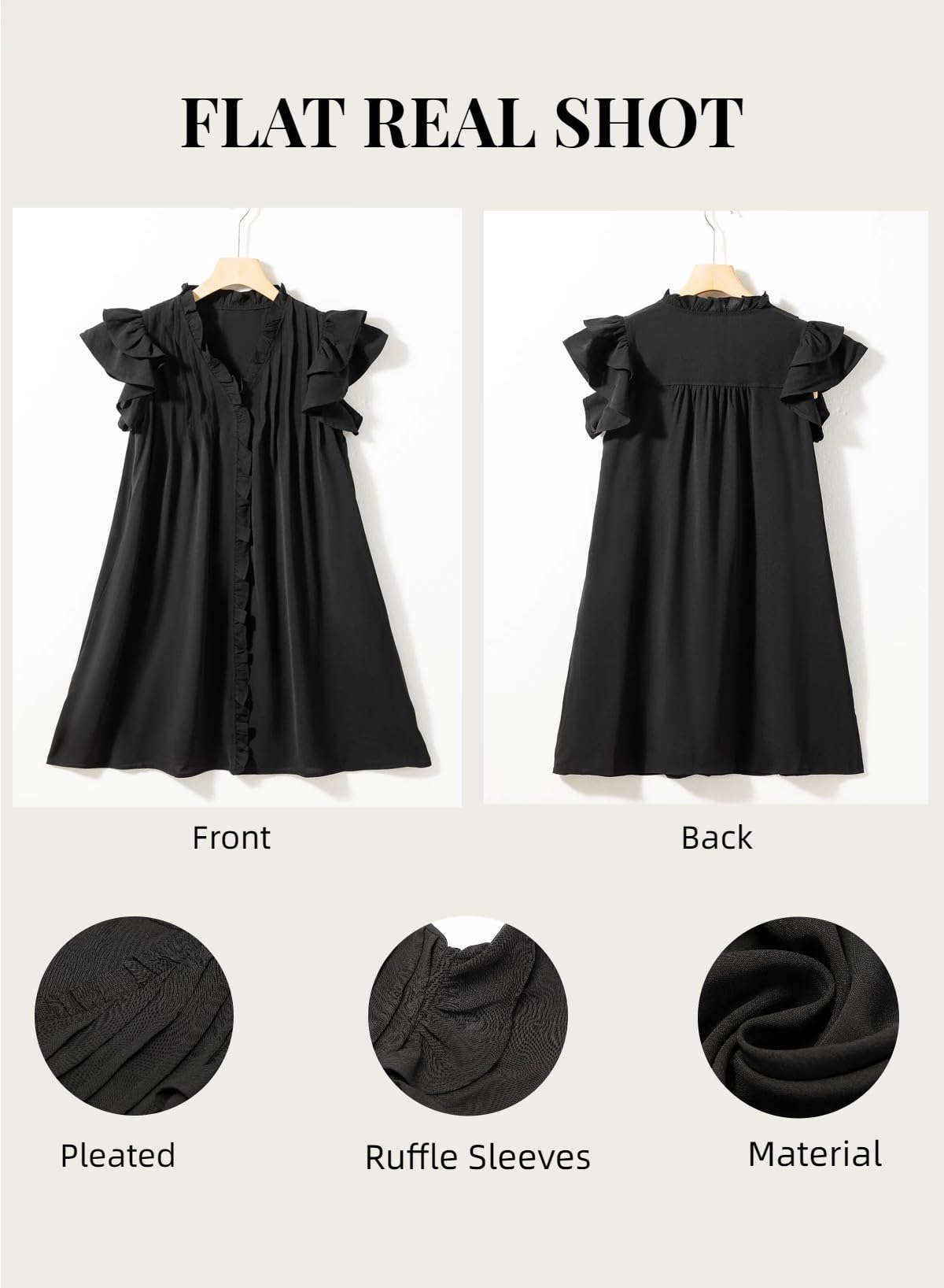 Summer Ruffle Sleeve V Neck Ruffle Cap Short Sleeve Mini Dress