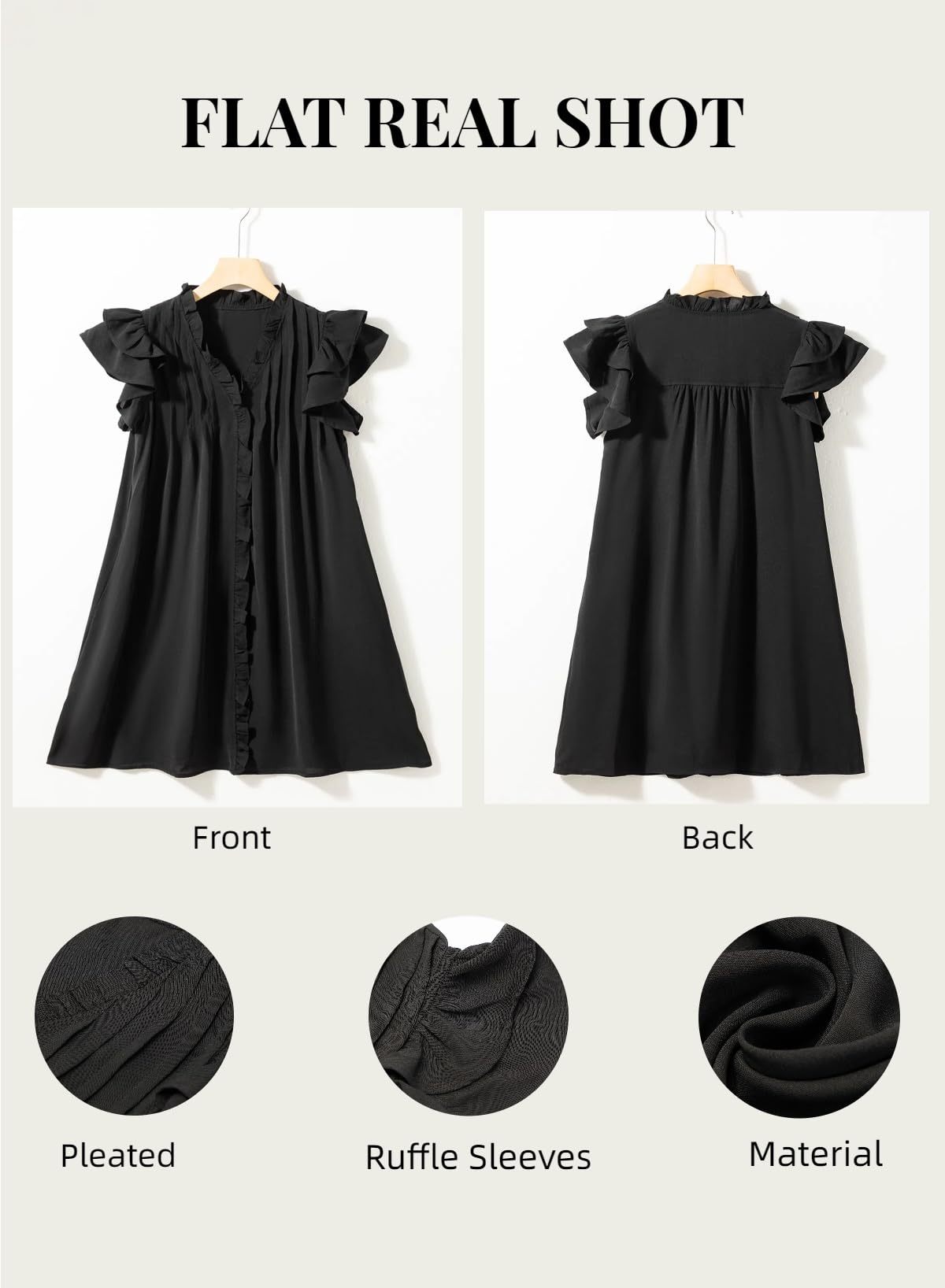 Summer Ruffle Sleeve V Neck Ruffle Cap Short Sleeve Mini Dress