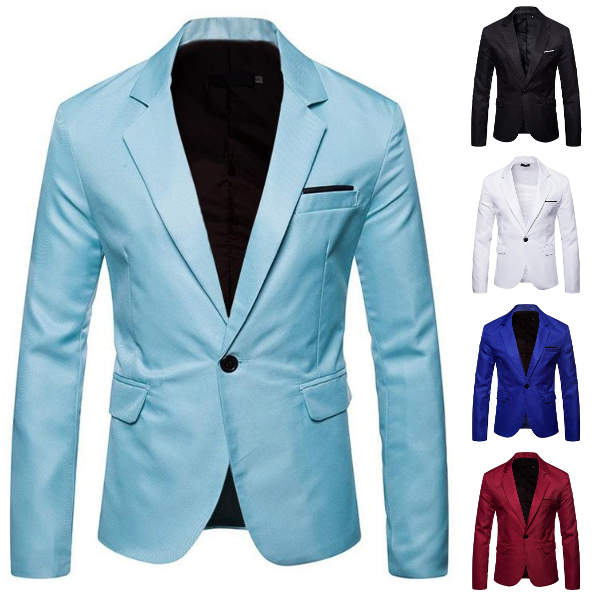 Men's Solid Color Multi-Pocket Blazer