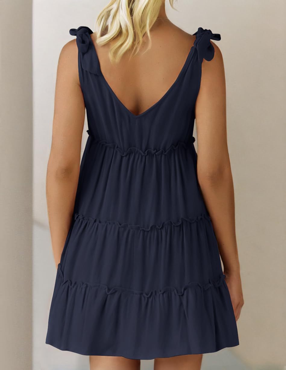Summer Ruffle Sleeve V Neck Mini Dress
