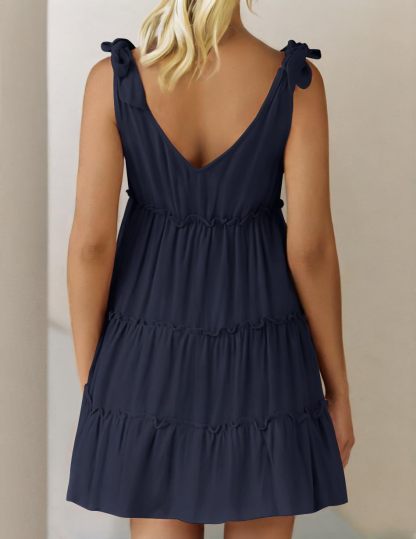 Summer Ruffle Sleeve V Neck Mini Dress