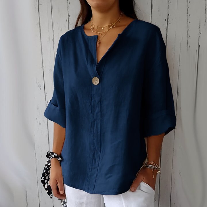 Women's Linen-Cotton V-Neck Comfortable Top