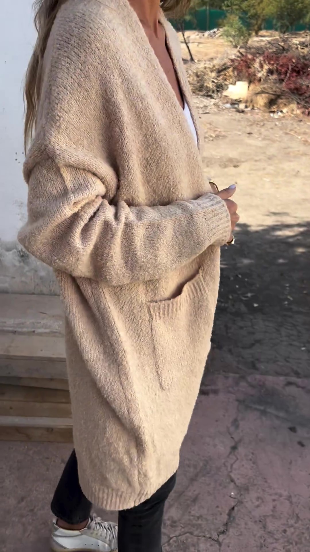 Women's Casual Knit Pocket Oversized Sweater Cardigan