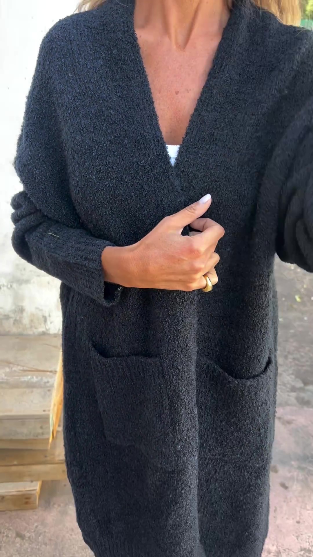 Women's Casual Knit Pocket Oversized Sweater Cardigan