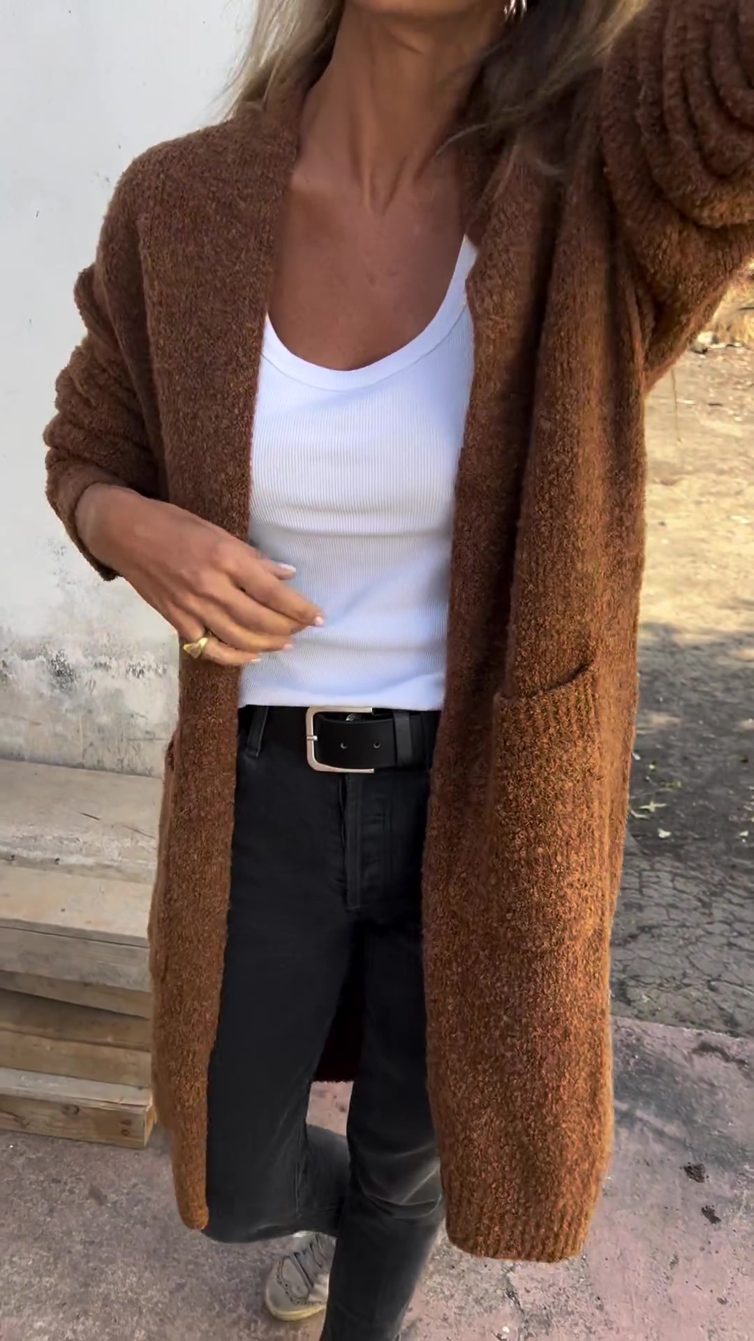 Women's Casual Knit Pocket Oversized Sweater Cardigan