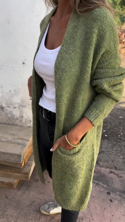 Women's Casual Knit Pocket Oversized Sweater Cardigan
