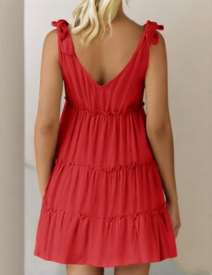 Summer Ruffle Sleeve V Neck Mini Dress