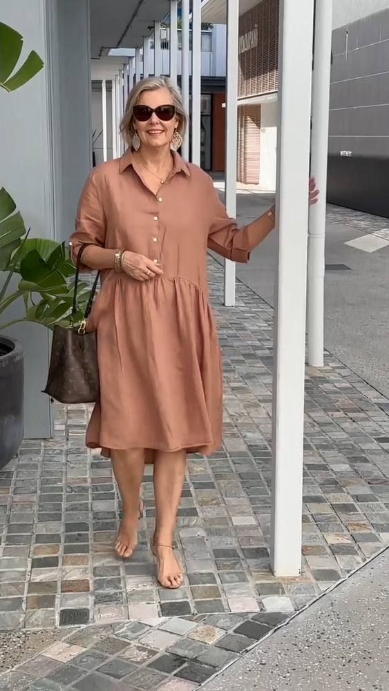 Cotton linen casual dress