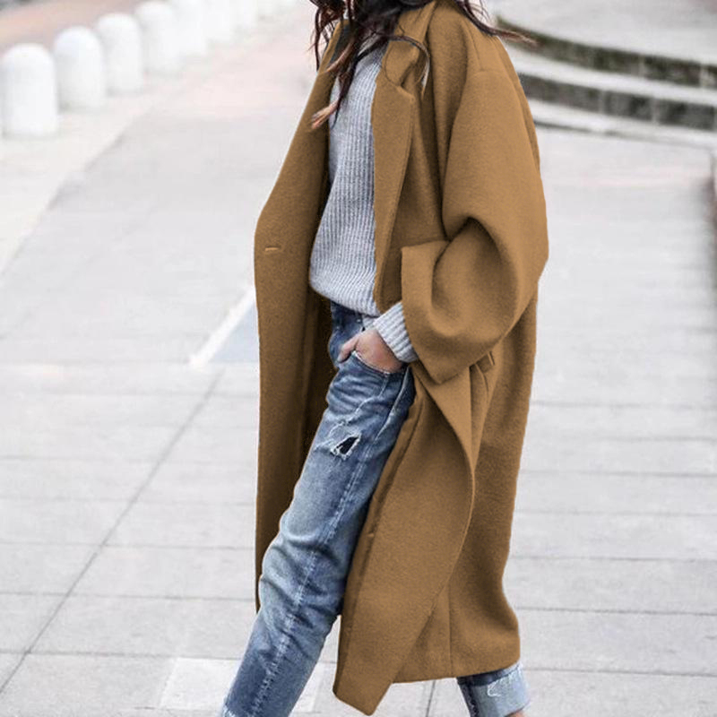 Free Shipping Oversized Retro Casual Solid Color Windbreaker Warm Coat