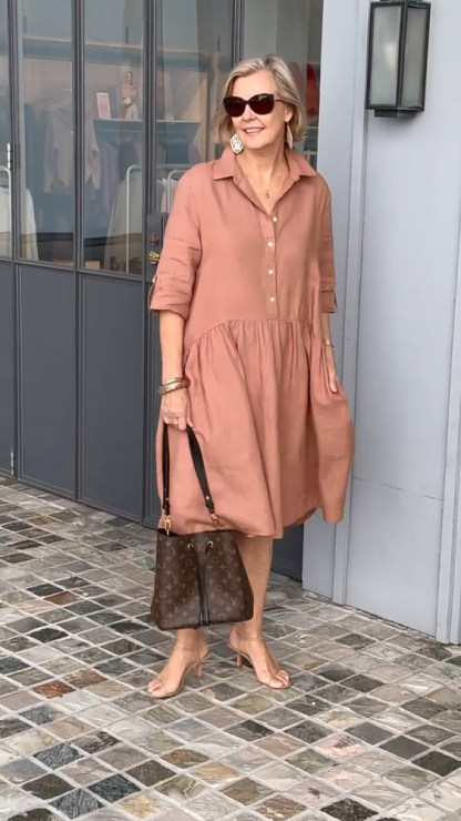 Cotton linen casual dress