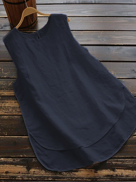 Cotton Sleeveless Paneled Shirts & Tops