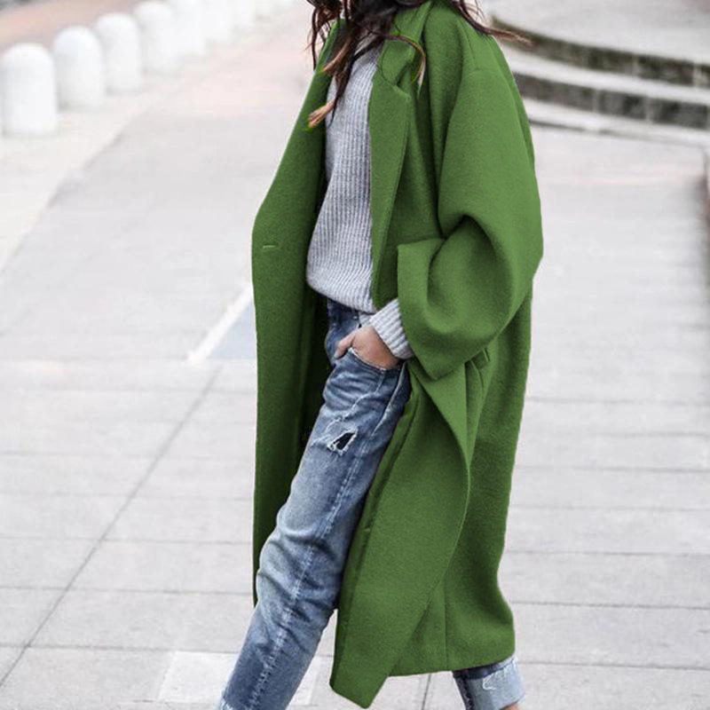 Free Shipping Oversized Retro Casual Solid Color Windbreaker Warm Coat