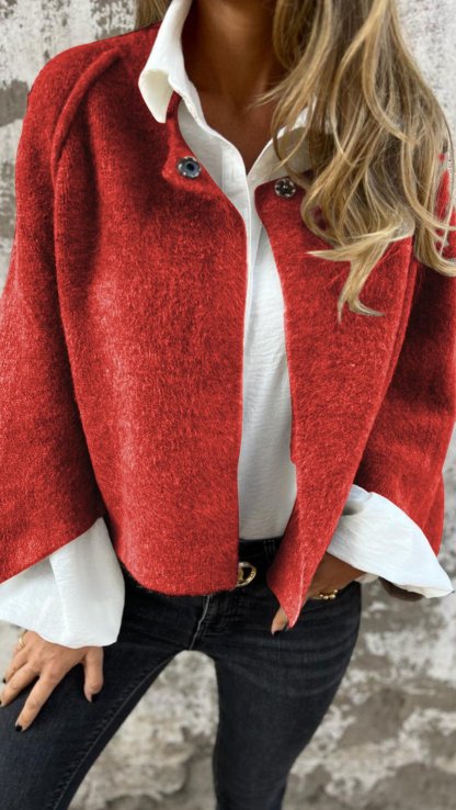 (Buy 2 for Free Shipping)Women's Round Neck Woolen Long Sleeve Coat