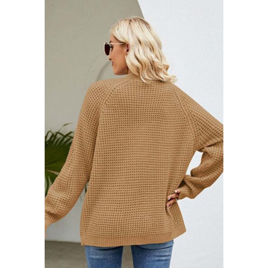 Open Front Raglan Sleeve Pocketed Cardigan