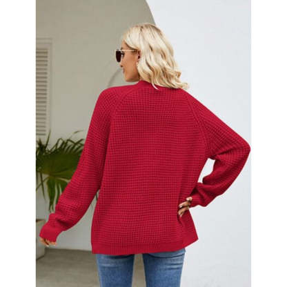 Open Front Raglan Sleeve Pocketed Cardigan