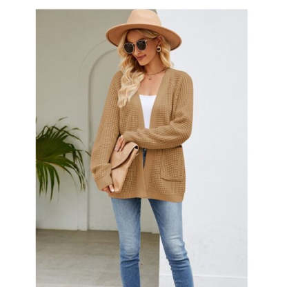 Open Front Raglan Sleeve Pocketed Cardigan