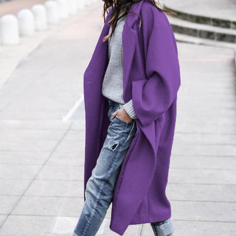 Free Shipping Oversized Retro Casual Solid Color Windbreaker Warm Coat