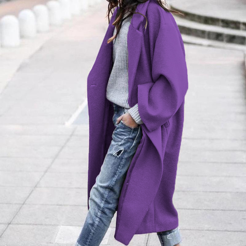 Free Shipping Oversized Retro Casual Solid Color Windbreaker Warm Coat