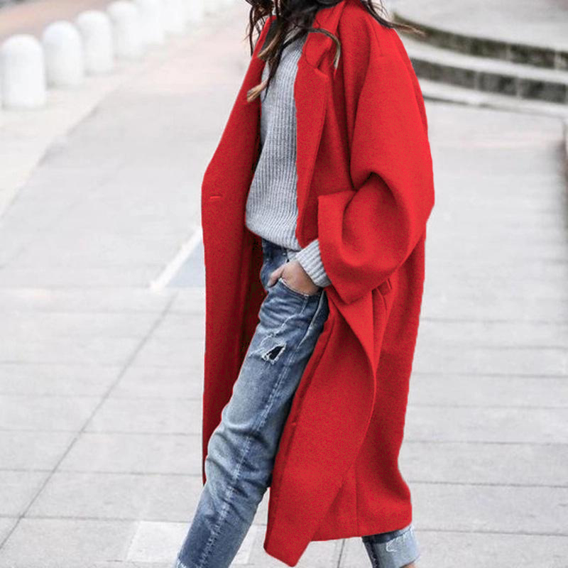 Free Shipping Oversized Retro Casual Solid Color Windbreaker Warm Coat