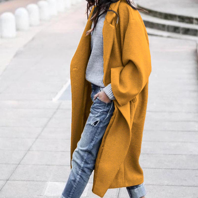 Free Shipping Oversized Retro Casual Solid Color Windbreaker Warm Coat