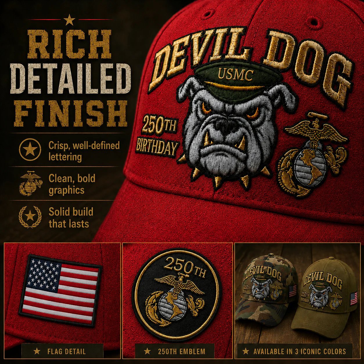 🔥 LAST DAY 50% OFF – 🇺🇸 USMC 250th Anniversary Cap