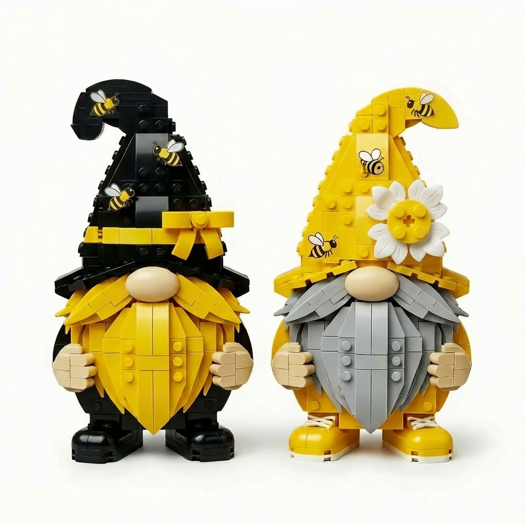 🐝 Bee Garden Gnome Building Block Set