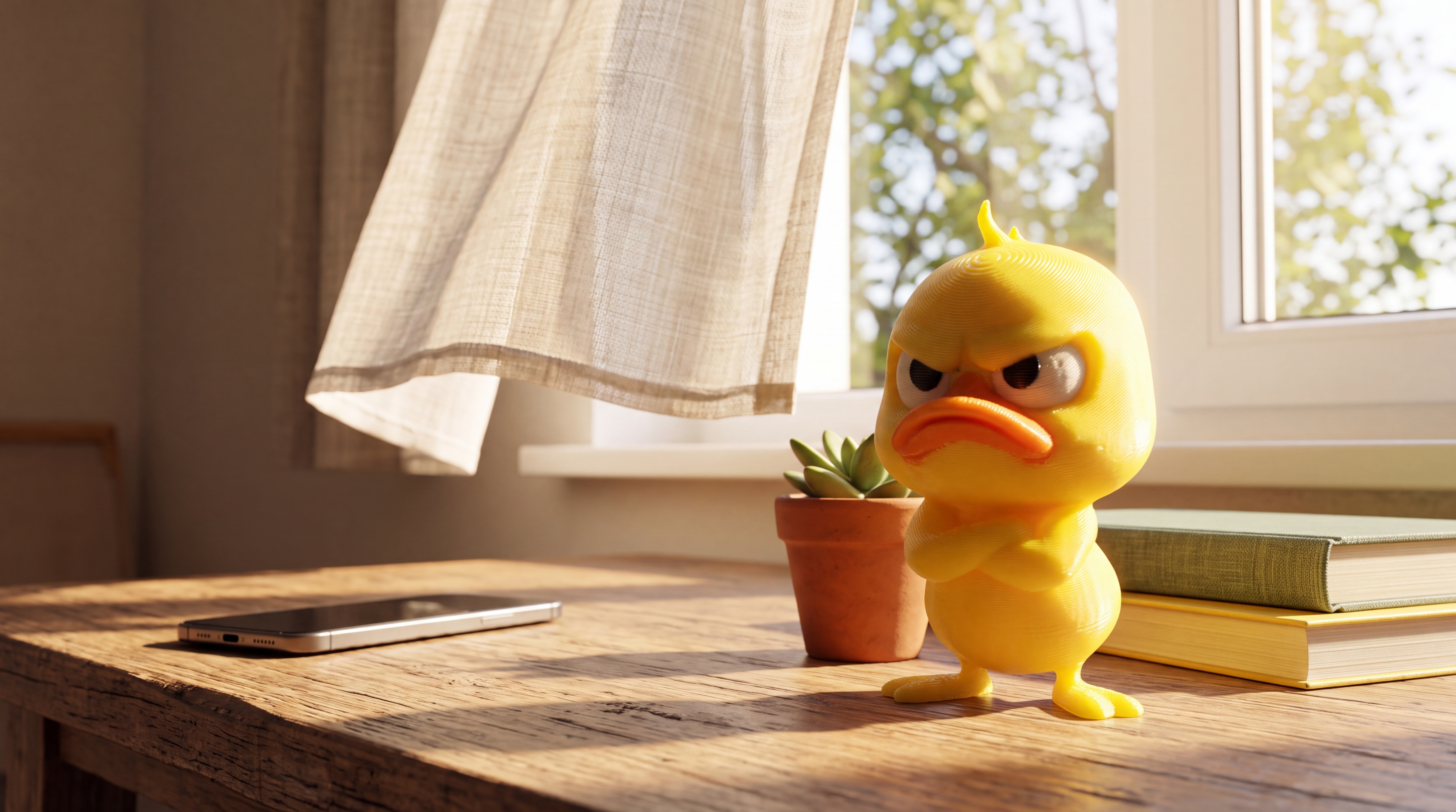🐥😡 Funny Angry Duck Statue – Cute Cartoon Figurine for Desk, Car & Home Decor