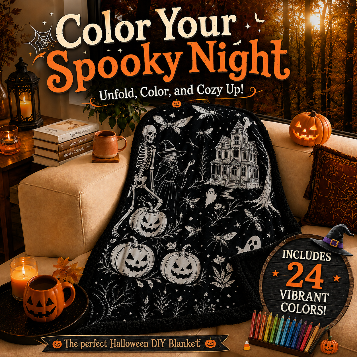 🔥Last Day 49% OFF - 🎃👻Trick Or Trace Halloween Coloring Blanket🎨(📦Buy 2 Free Shipping)