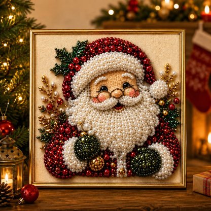 🎄CHRISTMAS EARLY BIRD SALE — 70% OFF – Premium 3D Pearl Christmas Diamond Painting Art Kit | Luxury Flocked Canvas with Scratch-Resistant Non-Fading Pearl Beads DIY Holiday Decor 🎅⛄️❄️