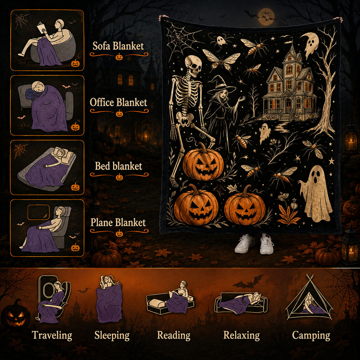 🔥Last Day 49% OFF - 🎃👻Trick Or Trace Halloween Coloring Blanket🎨(📦Buy 2 Free Shipping)