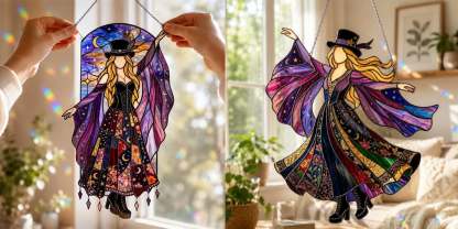 💥 LAST DAY 57% OFF - 💃 Stevie Nicks 🤘 Handmade Stained Glass Spinning Suncatcher