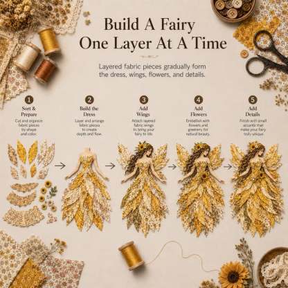 🧚‍♀️🌸 Premium Fairy Patchwork DIY Kit | High-Quality Layered Fabric with Floral Wings DIY Handmade Fantasy Wall Decor ✨