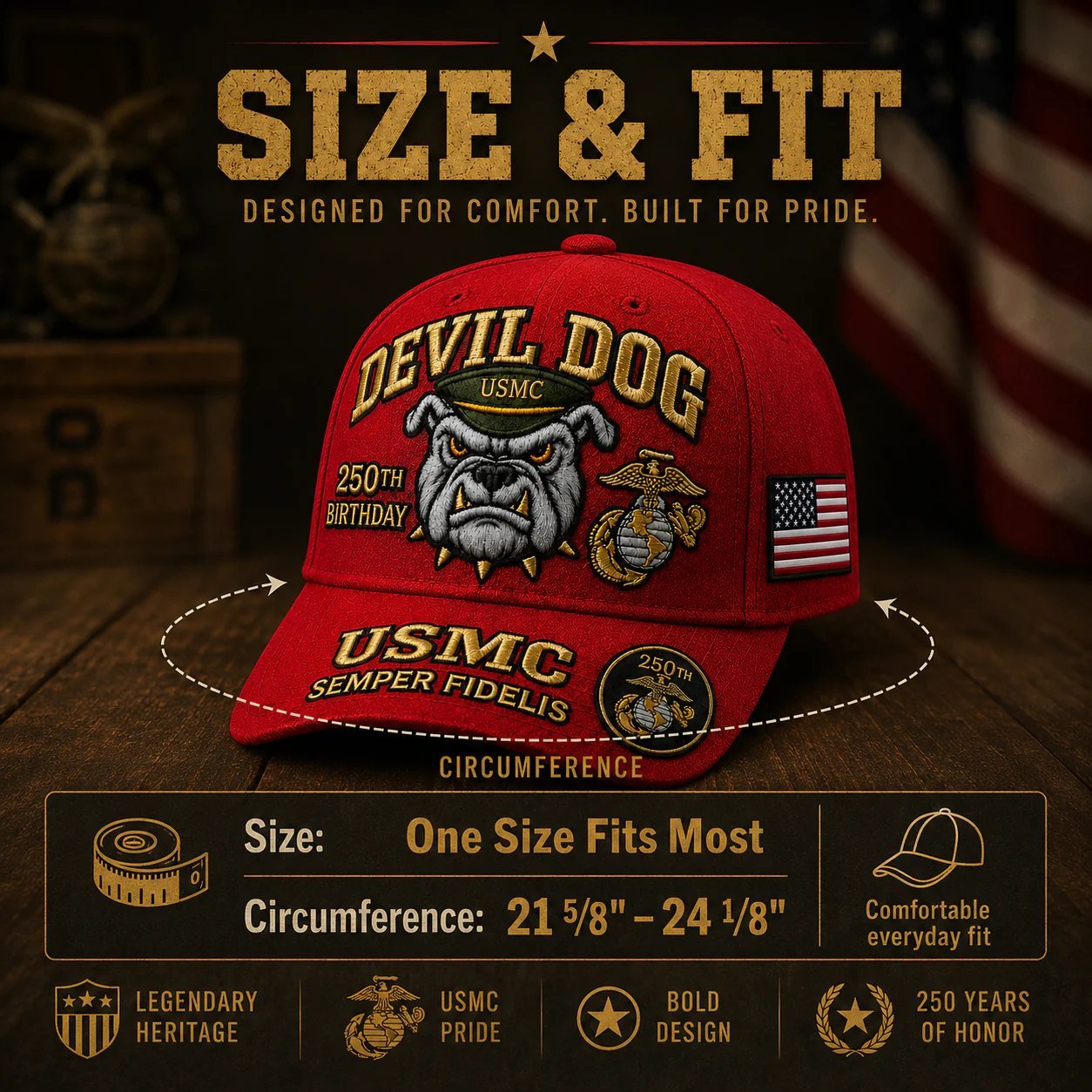 🔥 LAST DAY 50% OFF – 🇺🇸 USMC 250th Anniversary Cap