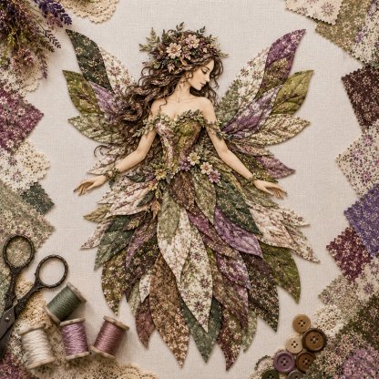 🧚‍♀️🌸 Premium Fairy Patchwork DIY Kit | High-Quality Layered Fabric with Floral Wings DIY Handmade Fantasy Wall Decor ✨