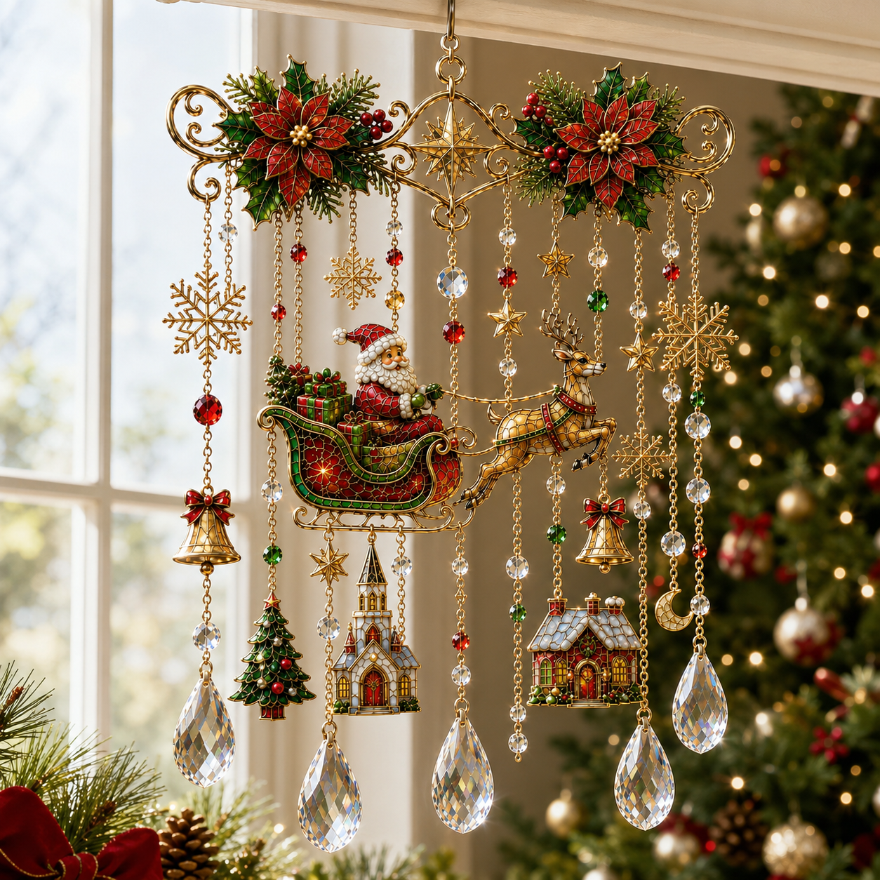 💥 Last Day 50% OFF – 🎄 Christmas Blessing Stained Glass Crystal Suncatcher