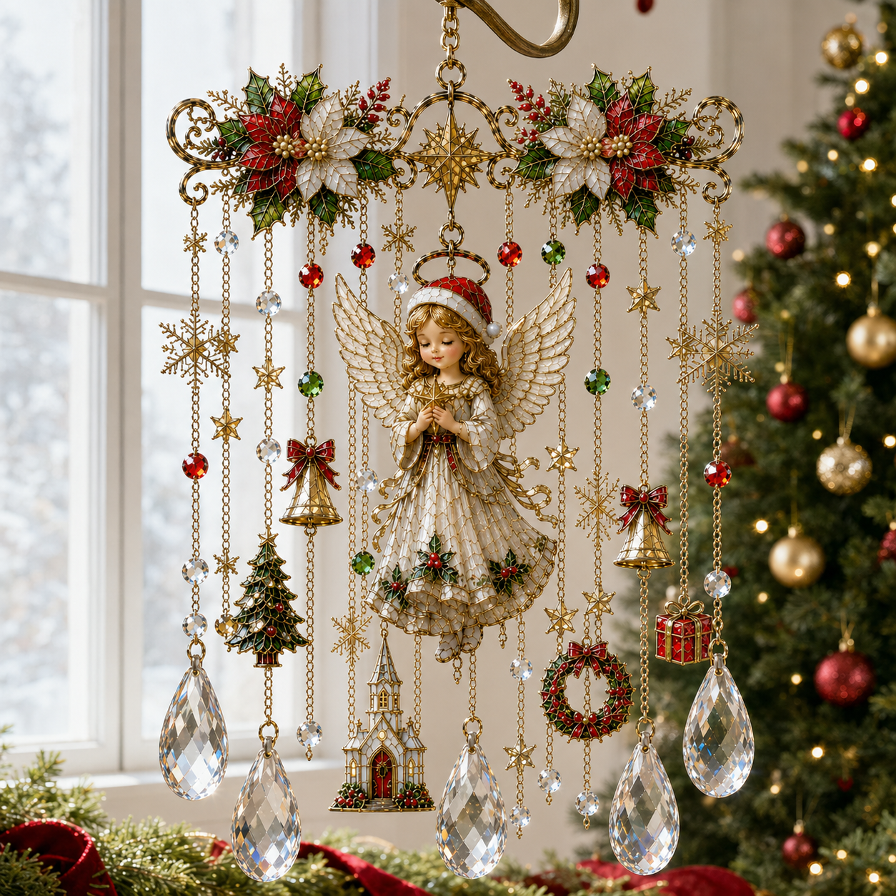💥 Last Day 50% OFF – 🎄 Christmas Blessing Stained Glass Crystal Suncatcher