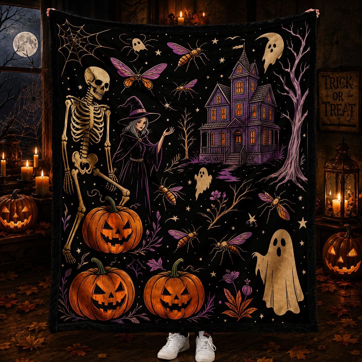 🔥Last Day 49% OFF - 🎃👻Trick Or Trace Halloween Coloring Blanket🎨(📦Buy 2 Free Shipping)