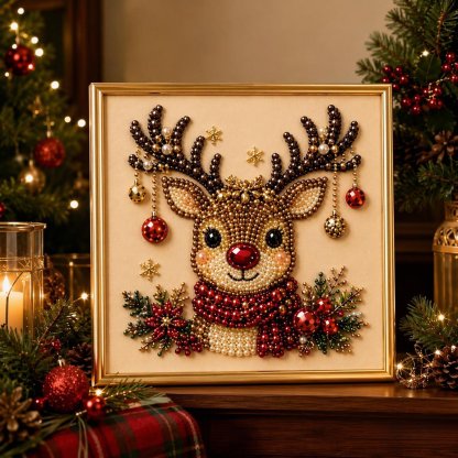 🎄CHRISTMAS EARLY BIRD SALE — 70% OFF – Premium 3D Pearl Christmas Diamond Painting Art Kit | Luxury Flocked Canvas with Scratch-Resistant Non-Fading Pearl Beads DIY Holiday Decor 🎅⛄️❄️