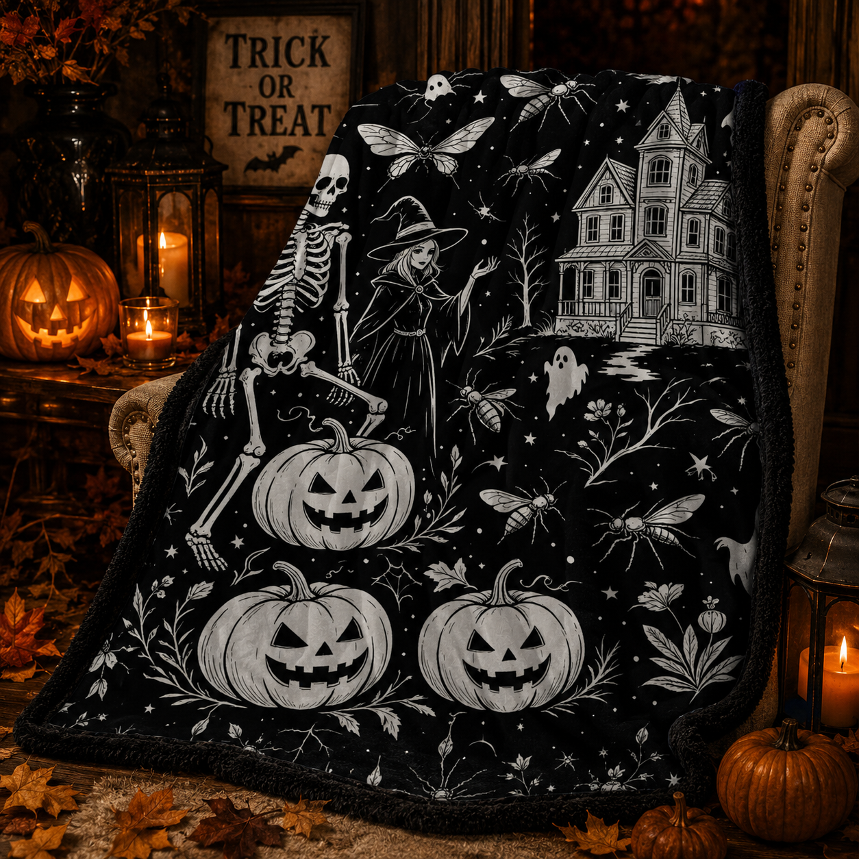 🔥Last Day 49% OFF - 🎃👻Trick Or Trace Halloween Coloring Blanket🎨(📦Buy 2 Free Shipping)
