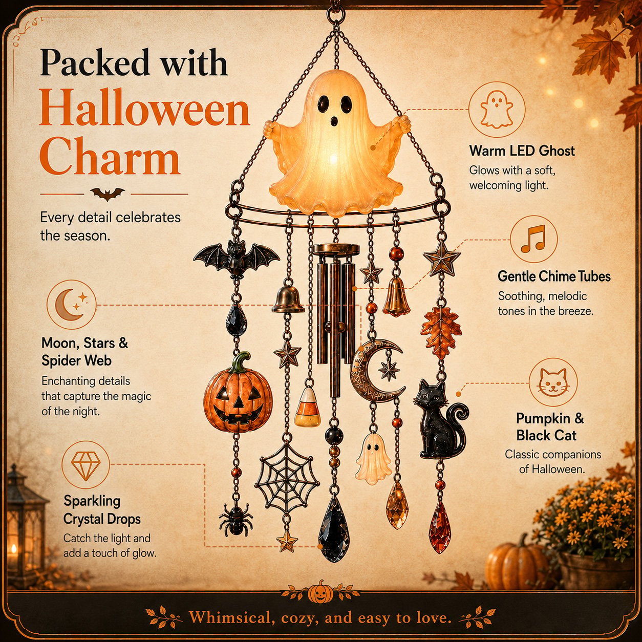 🔥 Halloween Early Bird Sale — 70% OFF —👻 Haunted Glow Ghost Wind Chime