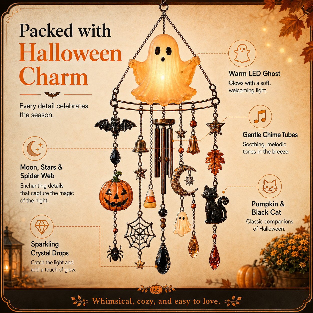 🔥 Halloween Early Bird Sale — 70% OFF —👻 Haunted Glow Ghost Wind Chime