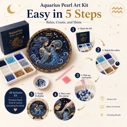 🔥 LAST DAY 49% OFF – ✨ Premium 3D Pearl 12 Zodiac Signs Art Kit | Luxury Flocked Canvas with Scratch-Resistant Non-Fading Pearl Beads DIY Handmade Astrology Decor ♈🌙💎