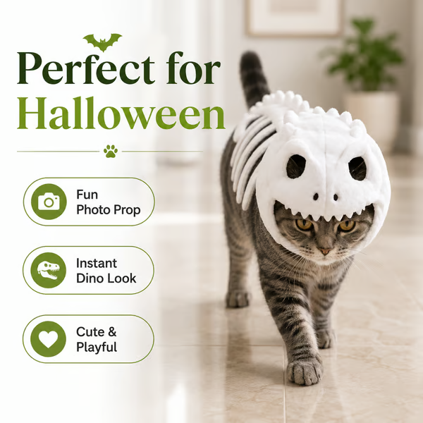 🔥 HOT SALE 🔥🦖 Glow-in-the-Dark Dinosaur Skeleton Cat Costume