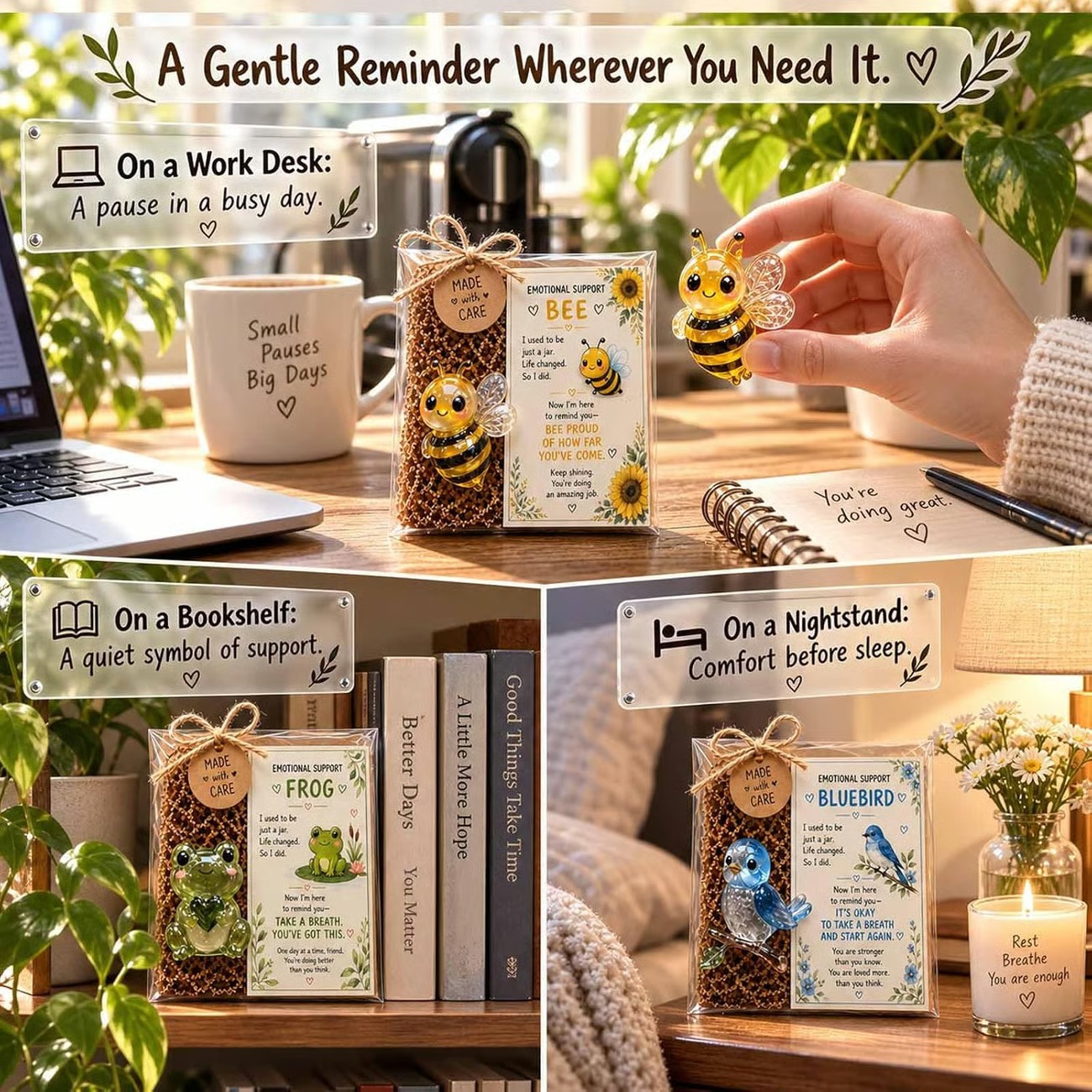 💌 Emotional Support Glass Animal - Keepsake with Message Card & Gift-Ready Packaging ✨