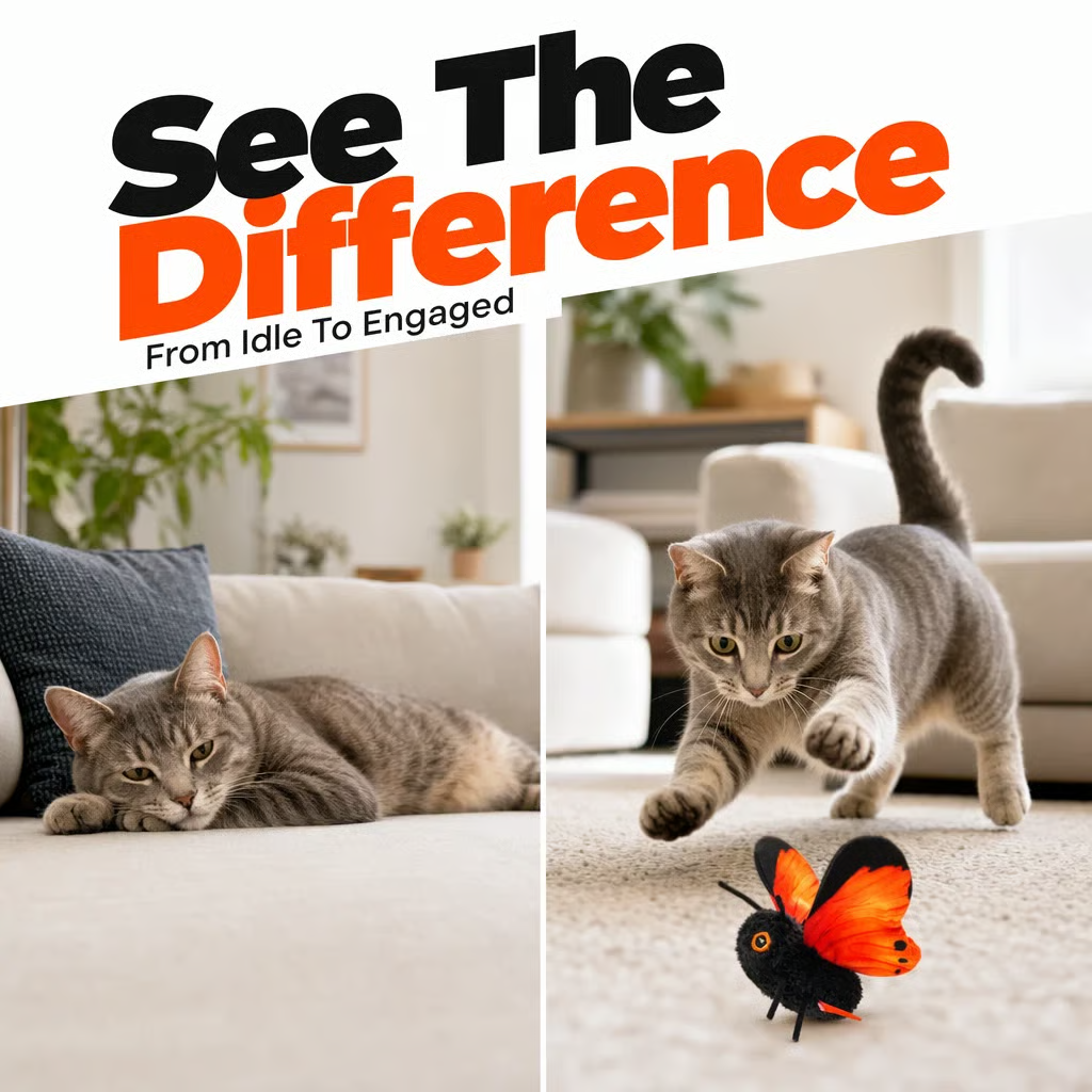 🏆Limited Time Sale 49% OFF🦋🐱Smart Sensing Flapping Butterfly Toy Interactive Cat