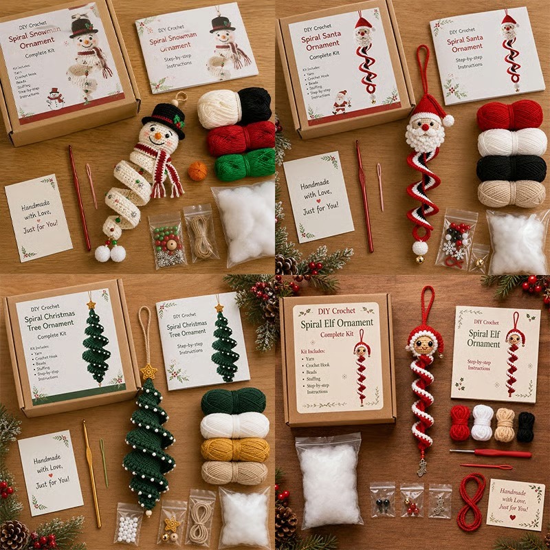 🎅Crochet Snowman Spiral Oranment DIY Kit -🎄