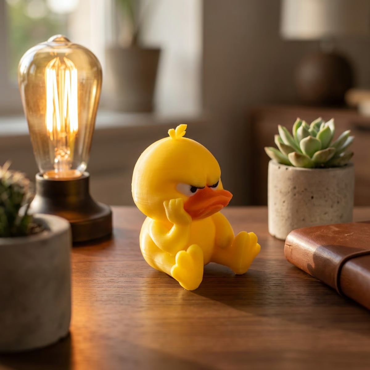 🐥😡 Funny Angry Duck Statue – Cute Cartoon Figurine for Desk, Car & Home Decor