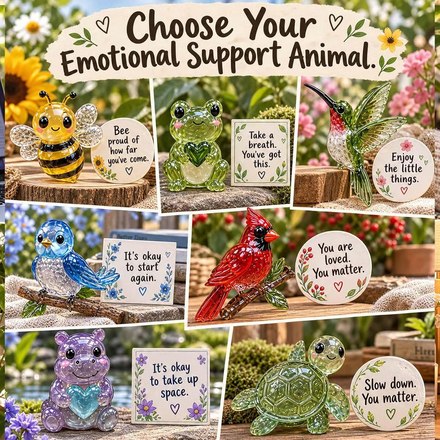 💌 Emotional Support Glass Animal - Keepsake with Message Card & Gift-Ready Packaging ✨